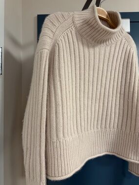 Autumn Cashmere Cream Ribbed Turtleneck Sweater